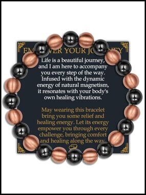 Pure Copper Magnetic Bracelet with Stretch Beads, Unisex Healing Jewelry for